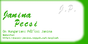 janina pecsi business card